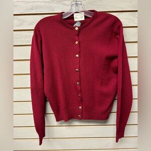 Women's Burgundy WOOL Cardigan Sweater